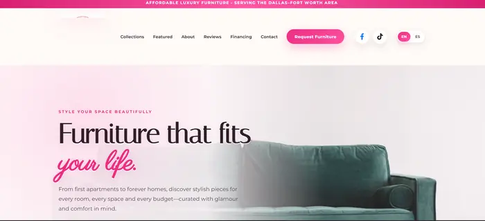 ML Glam Furniture bilingual luxury furniture website